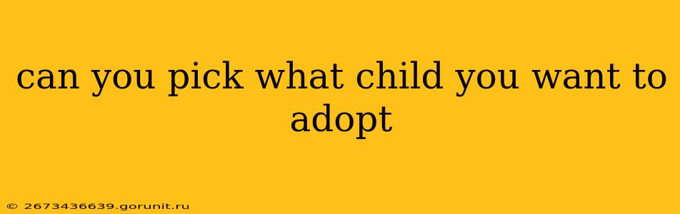 can you pick what child you want to adopt